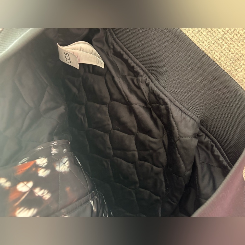 COS Atelier Feather Print Bomber Jacket Black Quilted Limited Edition Size Large - Picture 14 of 16